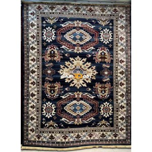 Afghan silk rug soft 2007 navy Bukhara style size 150*220