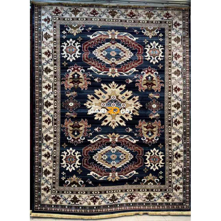 سجاد افغاني حرير ناعم بخارى 2007 كحلي مقاس 100*300