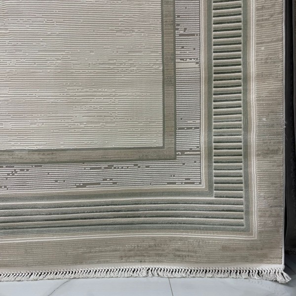 Turkish rug with frame Silvia 40984A green size 50*80
