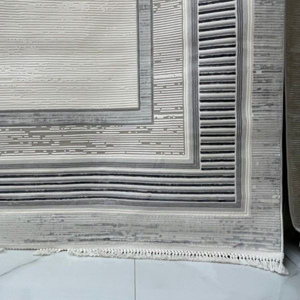 Turkish rug with frame Silvia 40984A gray size 400*500