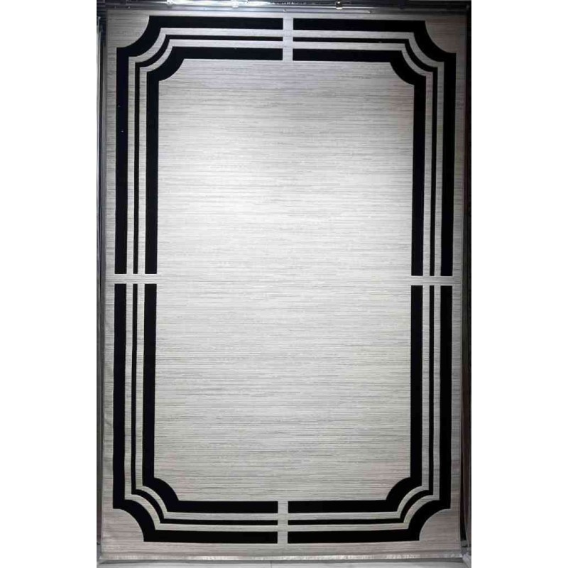 Turkish rug modern frame Saray BT485 cream black size 50*80