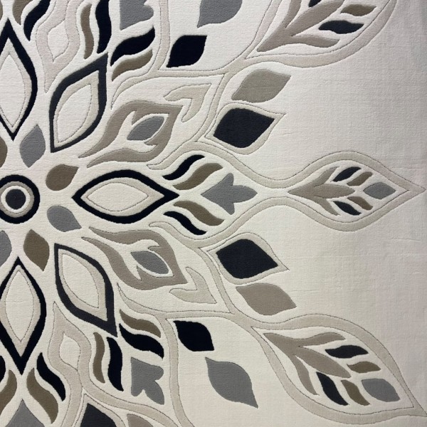 Turkish LAVENDER rug N0595A BLACK size 150*150