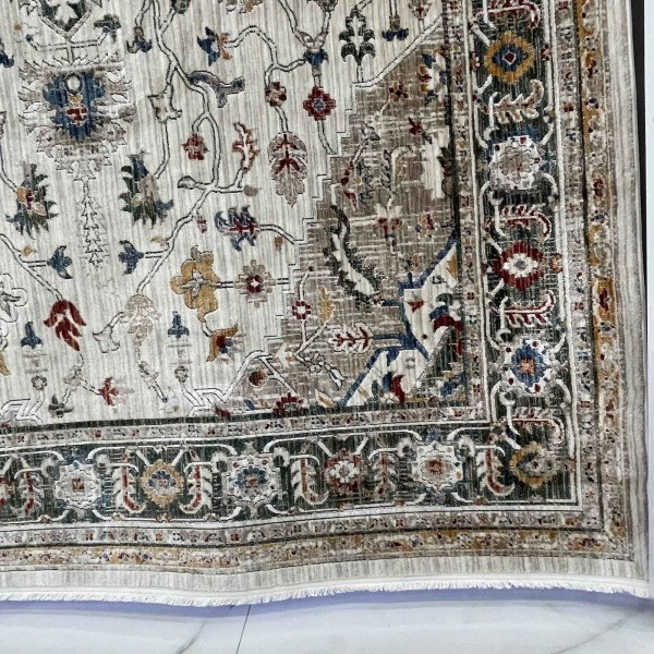 Turkish Bohemian VENİCE Rug 43379A CREAM GREEN Size 150*220
