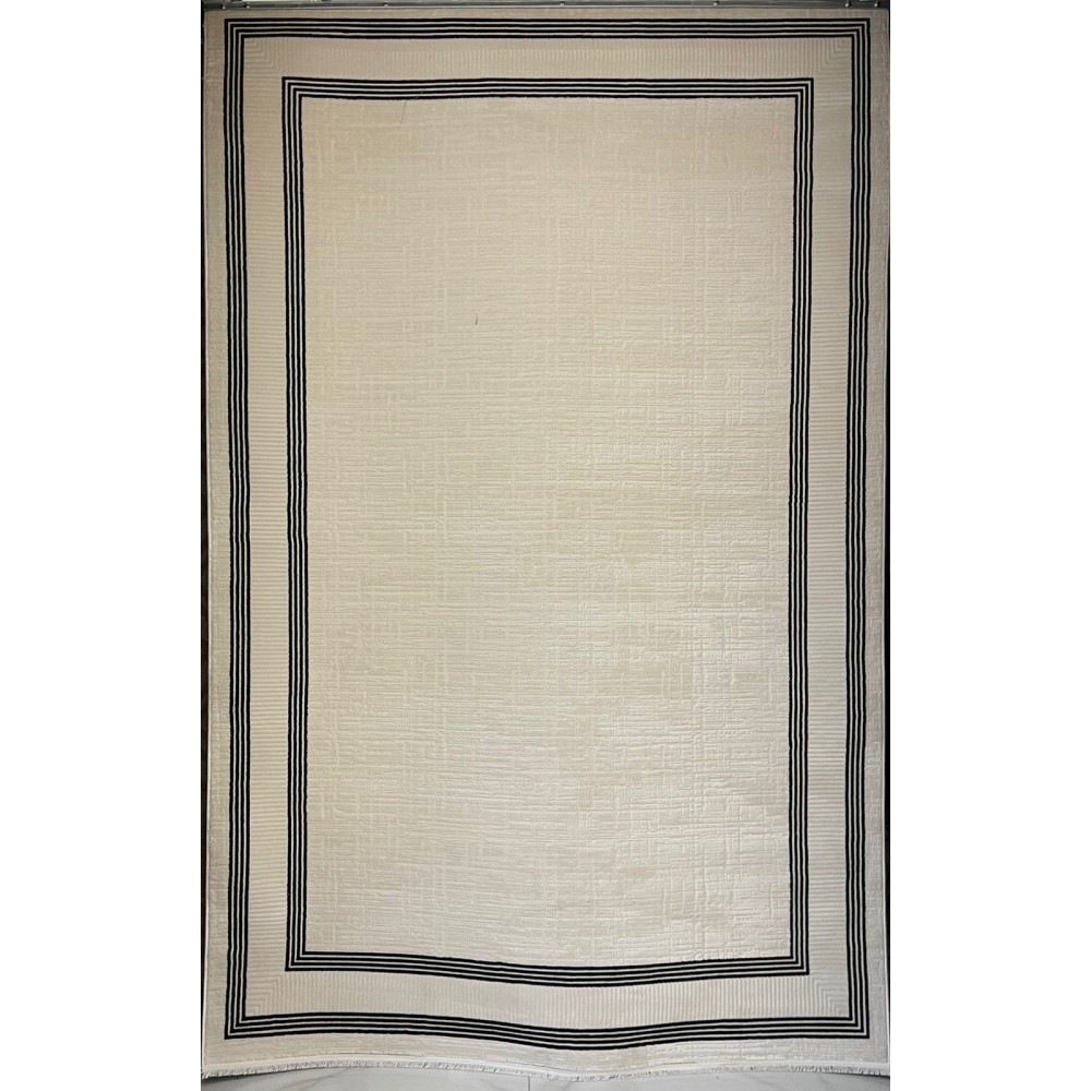 سجاد تركي اطار برواز فيكتوريا 41603A كريم اسود مقاس 100*300