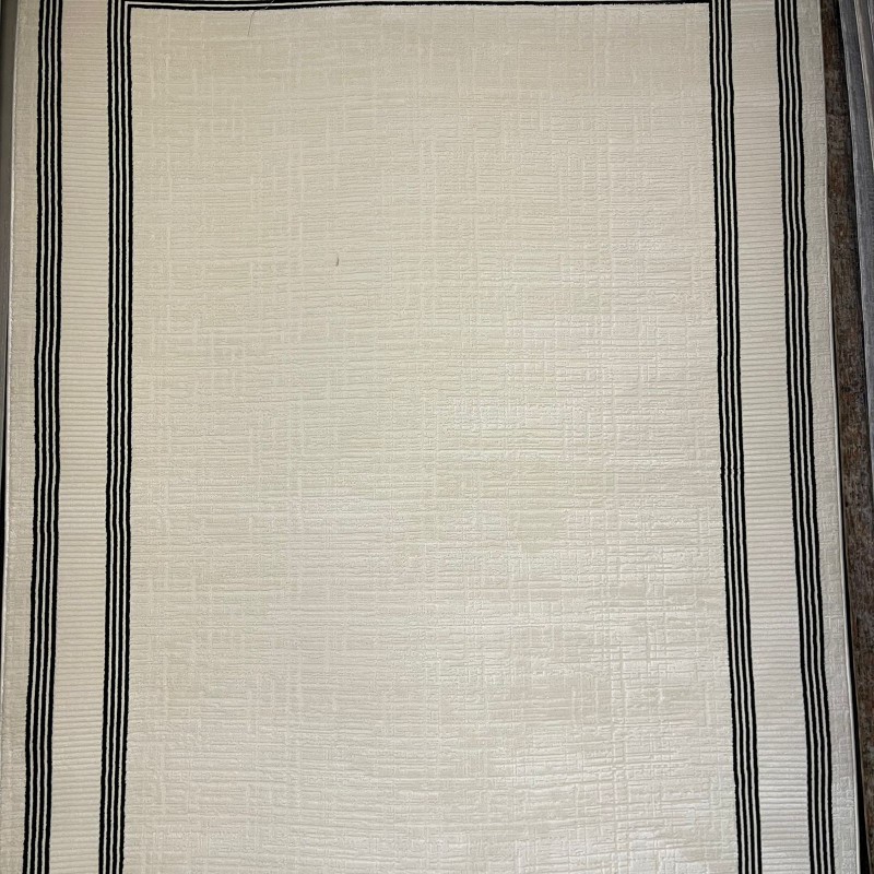 سجاد تركي اطار برواز فيكتوريا 41606A كريم اسود مقاس 200*300