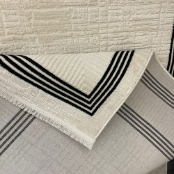 سجاد تركي اطار برواز فيكتوريا 41606A كريم اسود مقاس 80*150