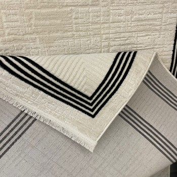 سجاد تركي اطار برواز فيكتوريا 41606A كريم اسود مقاس 200*300