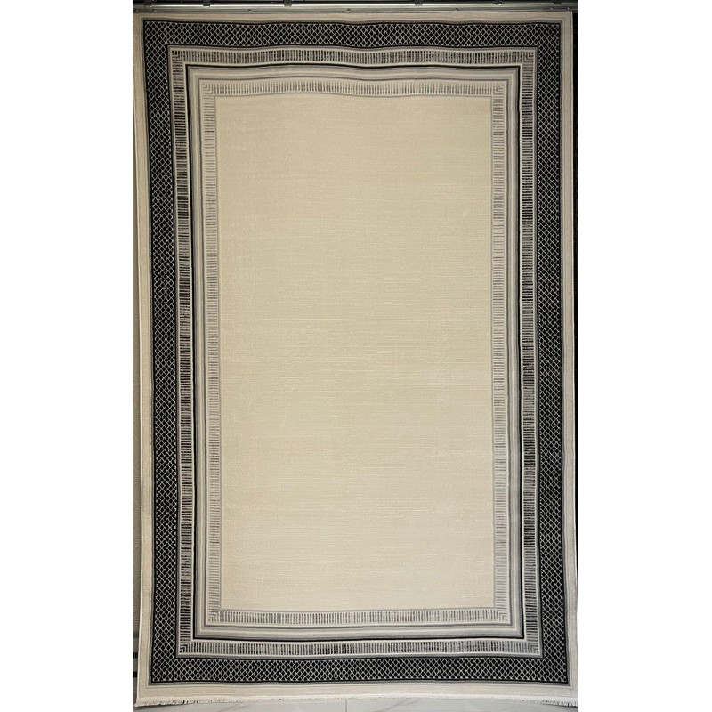 سجاد تركي اطار برواز فيكتوريا 41607A كريم اسود مقاس 200*300