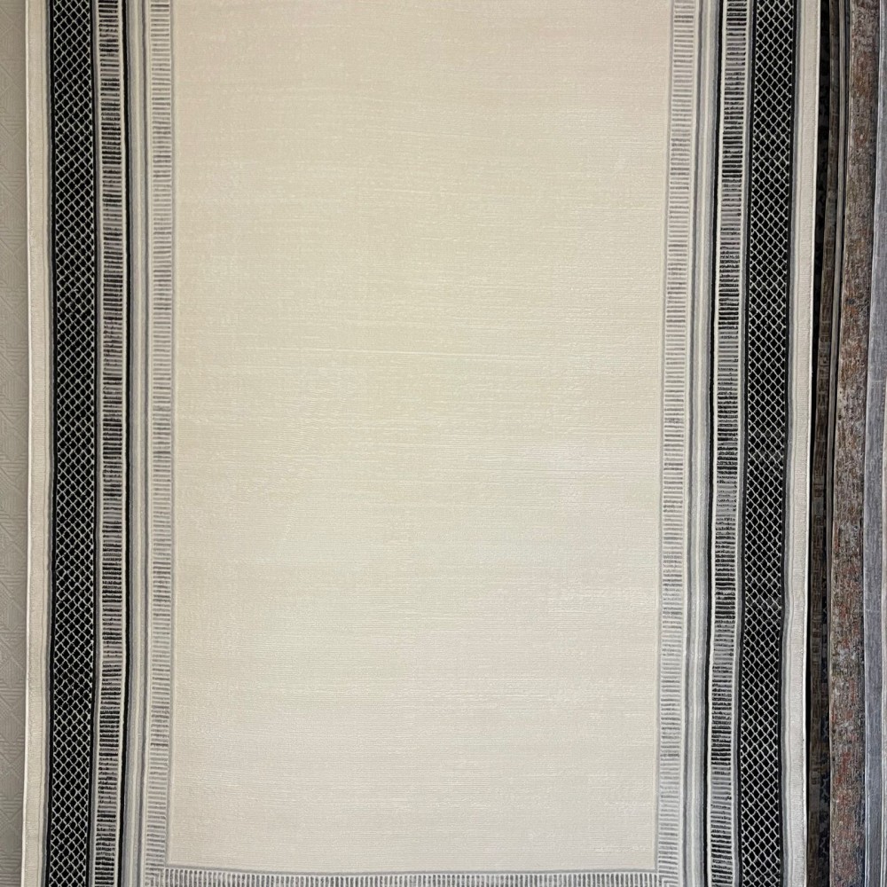 سجاد تركي اطار برواز فيكتوريا 41607A كريم اسود مقاس 150*220