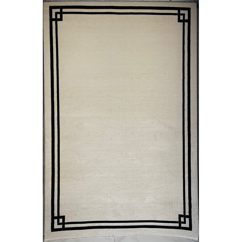 سجاد تركي اطار برواز فيكتوريا 41307A كريم اسود مقاس 150*220