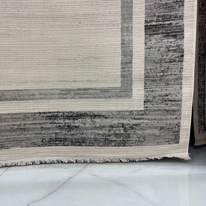 سجاد تركي اطار برواز فيكتوريا 41358A كريم اسود مقاس 200*300