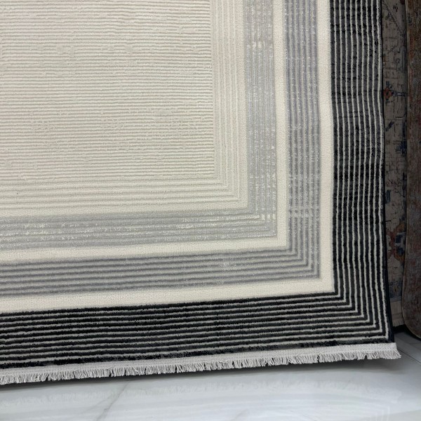 Turkish rug Victoria frame 41361A cream black size 250*350