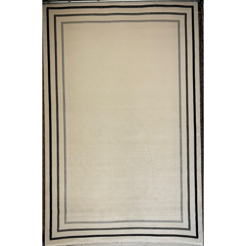 سجاد تركي اطار برواز فيكتوريا 38247A كريم اسود مقاس 80*150