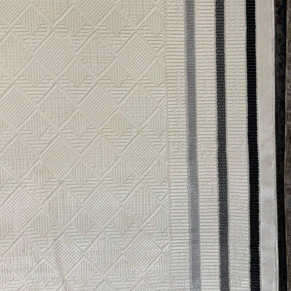 سجاد تركي اطار برواز فيكتوريا 38247A كريم اسود مقاس 80*150