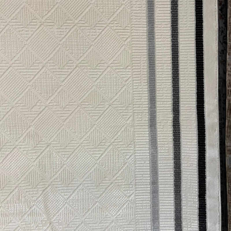 سجاد تركي اطار برواز فيكتوريا 38247A كريم اسود مقاس 200*300