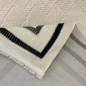 Turkish rug Victoria frame 38247A cream black size 100*200
