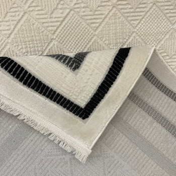 سجاد تركي اطار برواز فيكتوريا 38247A كريم اسود مقاس 200*300