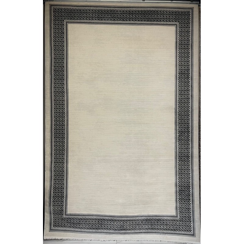 سجاد تركي اطار برواز فيكتوريا 41602A كريم اسود مقاس 100*200