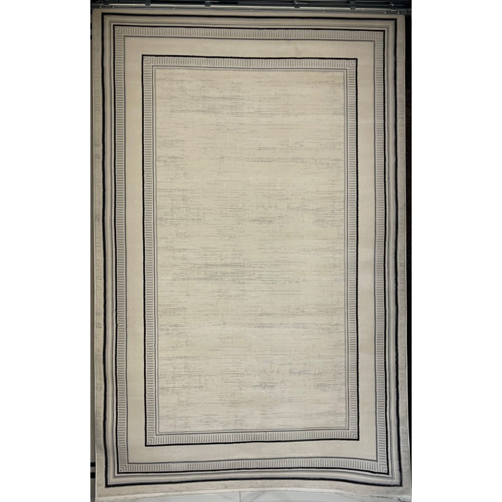 سجاد تركي اطار برواز فيكتوريا 41604A كريم اسود مقاس 200*300