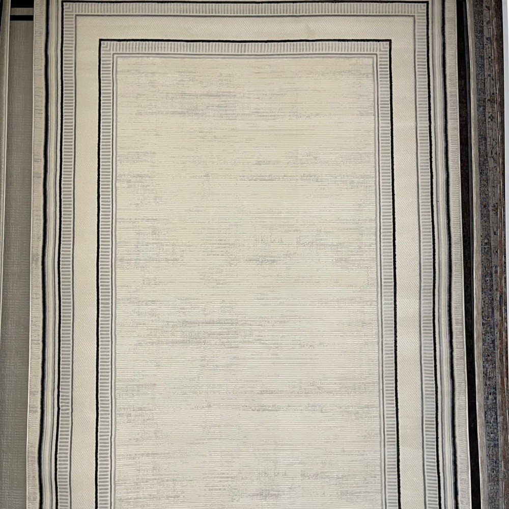 سجاد تركي اطار برواز فيكتوريا 41604A كريم اسود مقاس 200*300