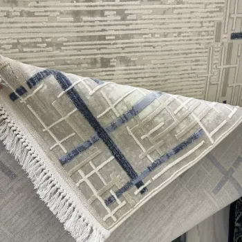 سجاد تركي فوج 36232A كريم سماوي مقاس 50*80