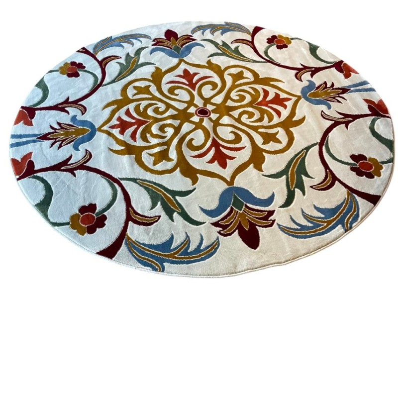 Turkish Super German Carpet F498A Beige Round Size 200*200