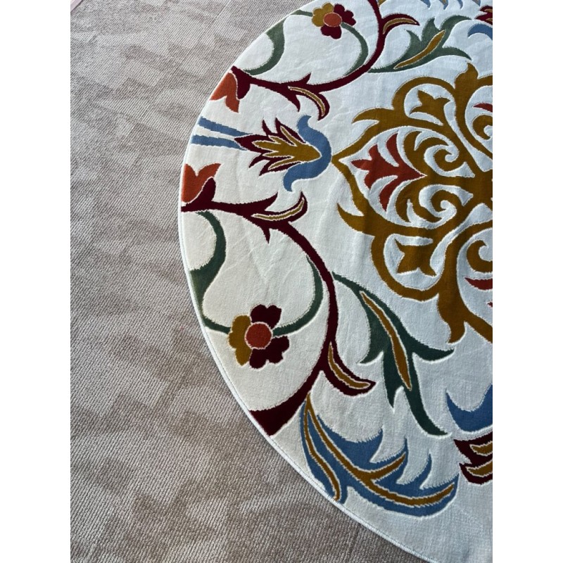 Turkish Super German Carpet F498A Beige Round Size 200*200