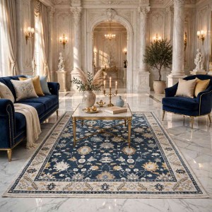 GRANADA Bohemian Turkish Carpet AH473 :MULTY NAVY CREAM 150x220 cm Modern Majlis Carpet