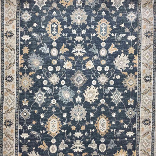 GRANADA Bohemian Turkish Carpet AH473 :MULTY NAVY CREAM 150x220 cm Modern Majlis Carpet