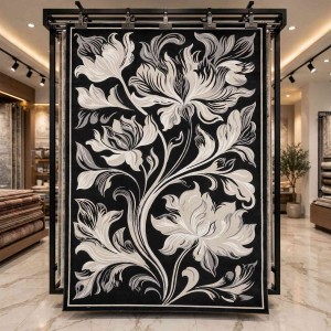 سجاد نقش كويتي تصميم كوري لورين تركي A404A رصاصي - مقاس 50*80 سم دعاسة وطاية