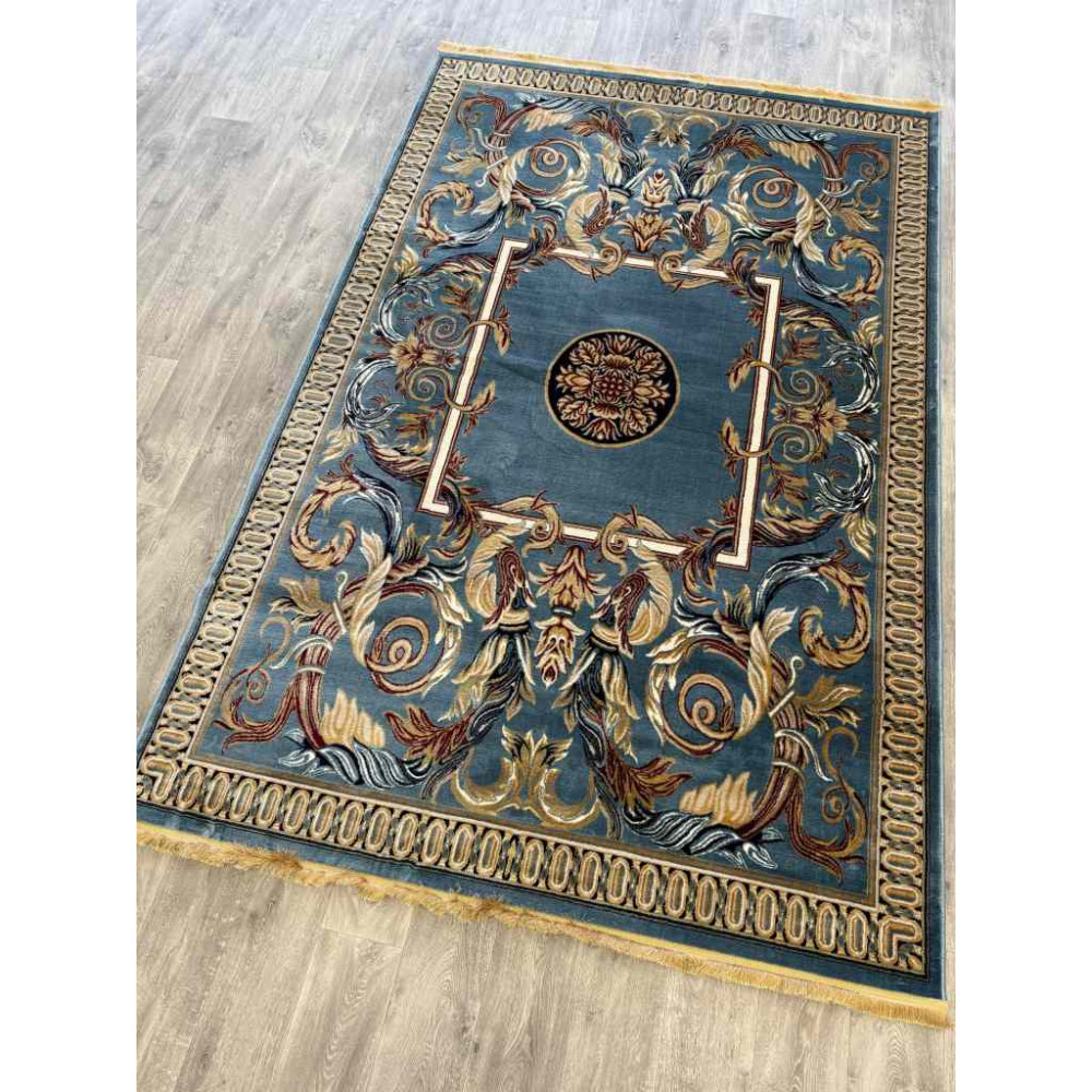 سجاد تركي كشمير نقش ايراني سماوي مقاس 250*350