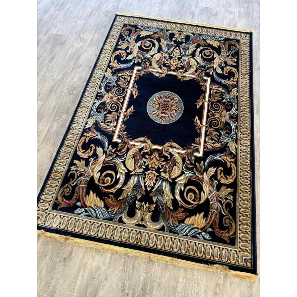 سجاد تركي كشمير نقش ايراني كحلي مقاس 100*300