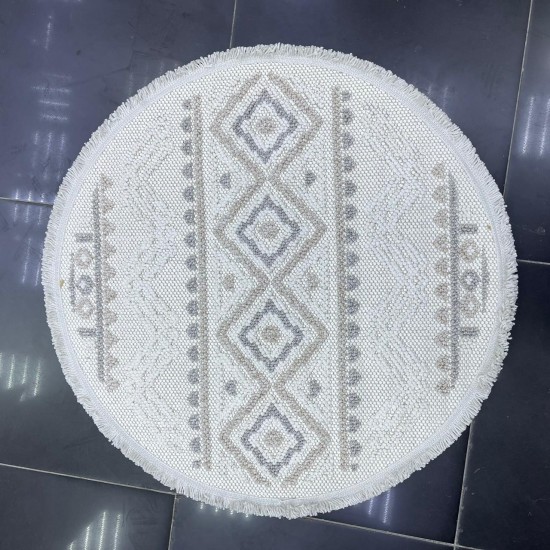 Turkish round burlap carpet 10439C cream color size 150*150