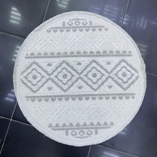 Turkish round burlap carpet 10439B gray color size 100*100