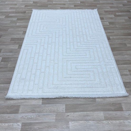 Turkish burlap carpet 11202B cream color size 120*300