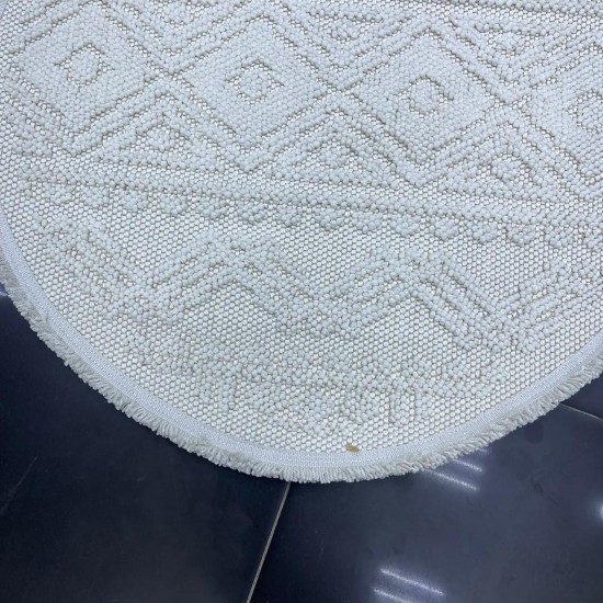 Turkish round burlap carpet 10439B cream color size 150*150