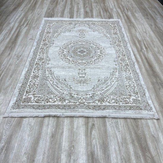 Turkish Silk Handa Carpet P964C Cream Cream size 100*300