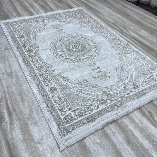 Turkish Silk Handa Carpet P964C Cream Cream size 100*200