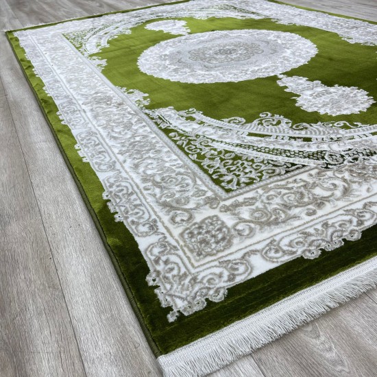 Turkish Silk Handa carpet P964C green size 400*600