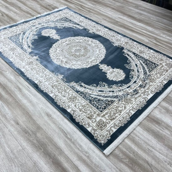 Turkish Silk Handa carpet P964C cyan size 400*600