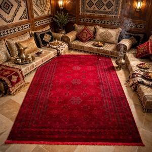 سجاد تركي بخارى هرات افغاني P1456 احمر غامق مقاس 100*200