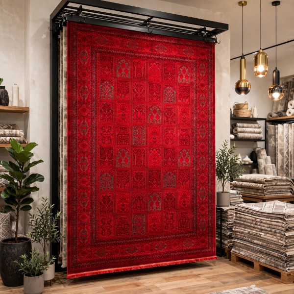 Turkish Bukhara HERAT Afghani Rug P1454 Dark Red Size 100*300