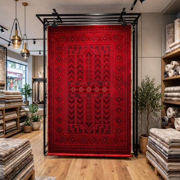 Turkish Bukhara HERAT Afghani Rug P1447 Dark Red Size 400*500