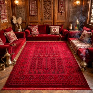 Turkish Bukhara HERAT Afghani Rug P1447 Dark Red Size 100*300