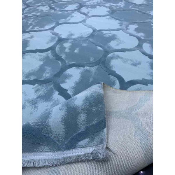 سجاد تركي صوف خيط مبروم مدام سماوي غامق مقاس 200*300