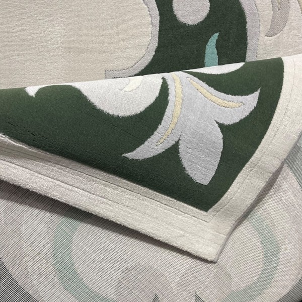 Turkish carpet ORKID Korean style pattern HR21A Dark green cream size 150*220