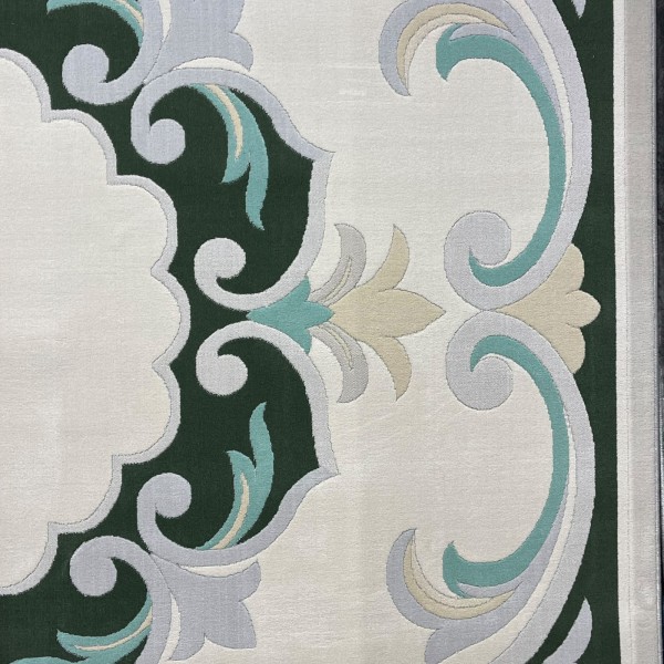 Turkish carpet ORKID Korean style pattern HR21A Dark green cream size 150*220