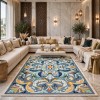 سجاد تركي اوركيد نقش كوري HR36A سماوي كريم مقاس 200*300