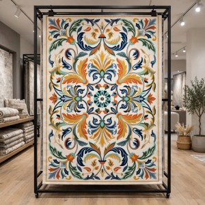 سجاد تركي اوركيد نقش كوري HR36A كريم كحلي مقاس 100*300