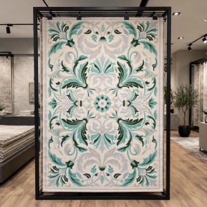 سجاد تركي اوركيد نقش كوري HR36A كريم اخضر مقاس 100*300